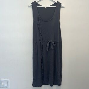 J. Crew Gray Sleeveless Midi Dress Pockets & tie waist, ruffle Size S